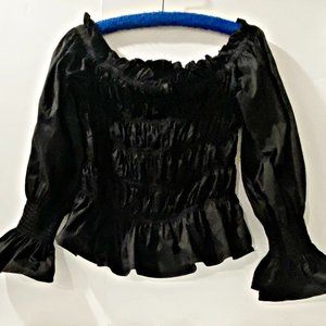 House of Harlow 1960 Womens Blouse Black Stretch Cotton Off Shoulder Top XL